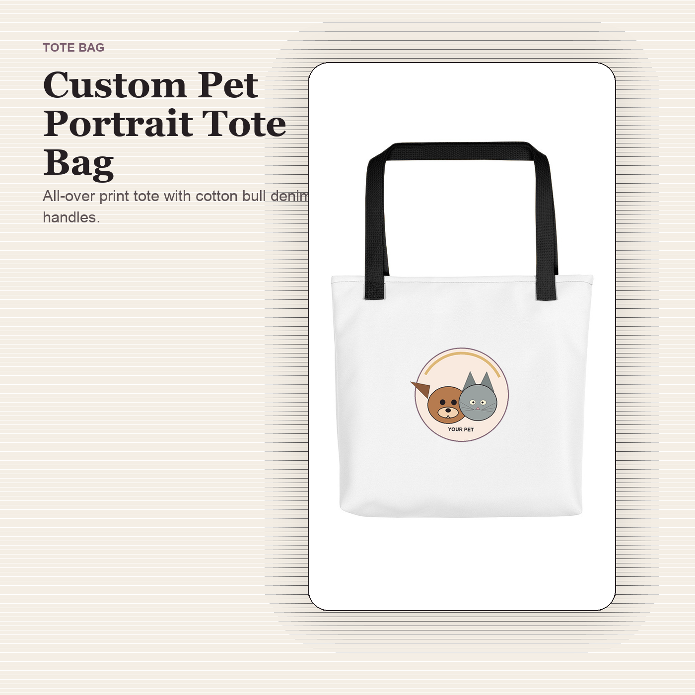 Custom Pet Portrait Tote Bag preview 1